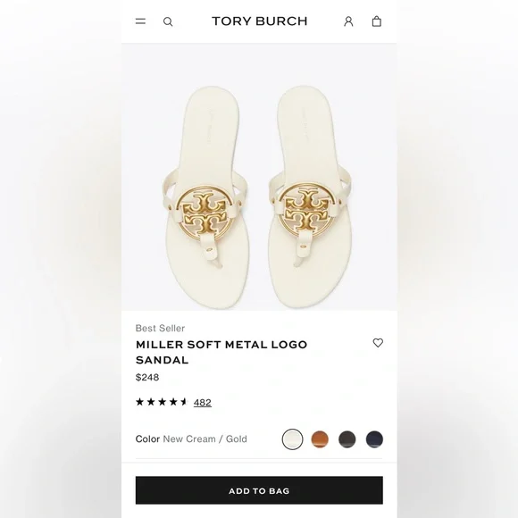 Tory Burch Miller Soft Metal Logo Sandal - Picture 6 of 8